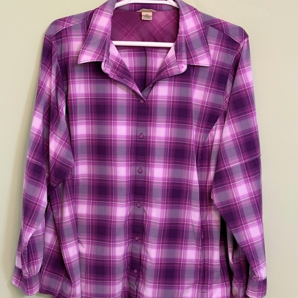 Deluth women’s Purple Plaid Button-Up Shirt size 4x nylon moisture wicking - Picture 2 of 14